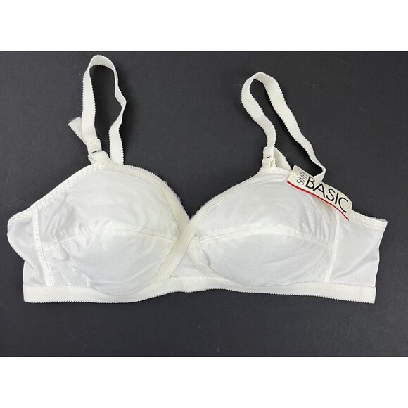 Vintage Simply Basic Padded Bra 40C White Nylon Cross Over Adjustable Strap NWT - Picture 1 of 7